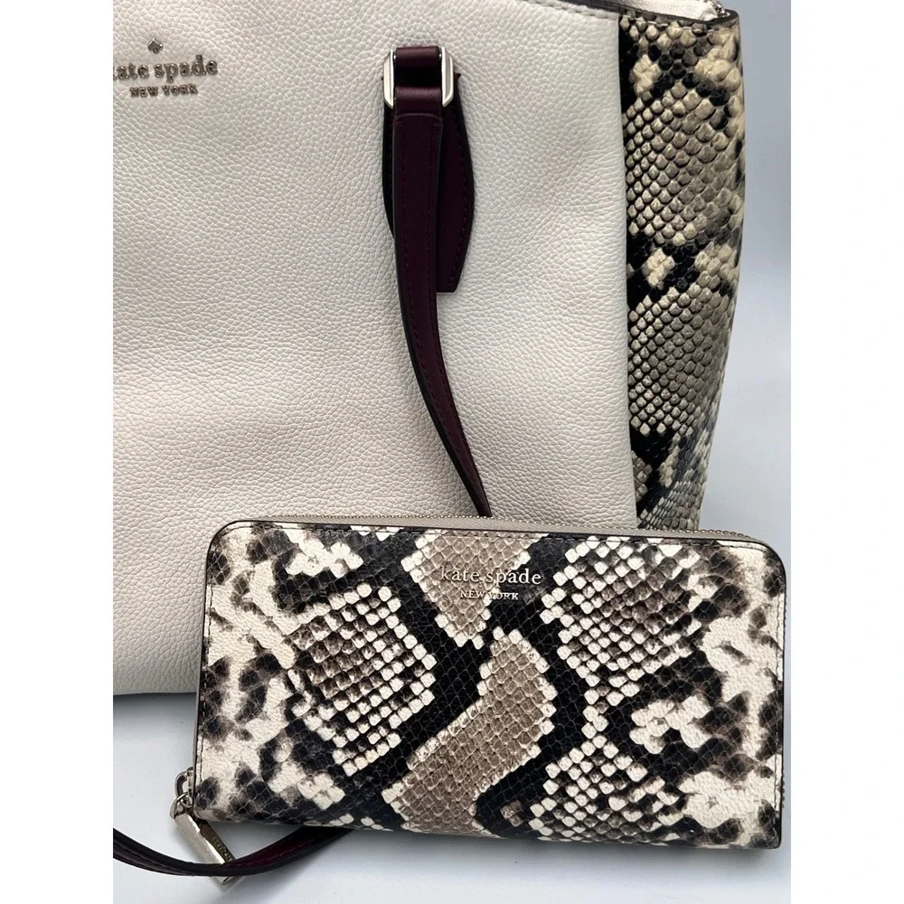 Kate Spade New York‎ Monet 3-compartment Purse White Snakeskin w/Python Wallet
